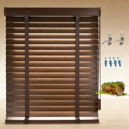 Veneziane Da Interno In Legno Naturale Su Misura, Tapparelle Oscuranti Con Listelli, Persiane Classiche Per Ufficio E Casa(Dark Walnut)