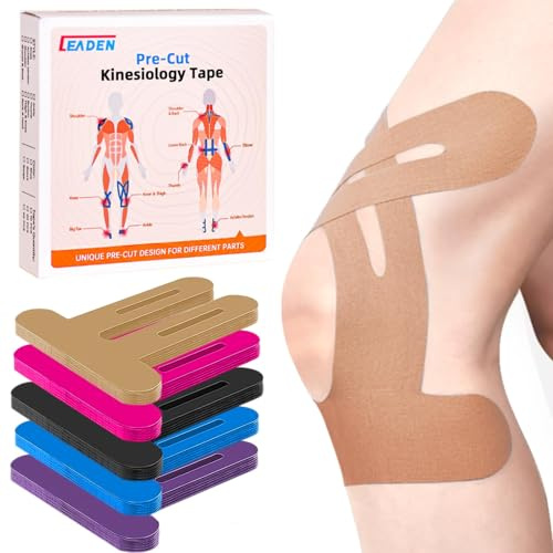 Kinesiotapes Vorgeschnitten Knie, 20 Stück, Wasserfest & Hautfreundlich, Kinesiologie Knie Tape für Sport Unterstützung (Hautfarbe)