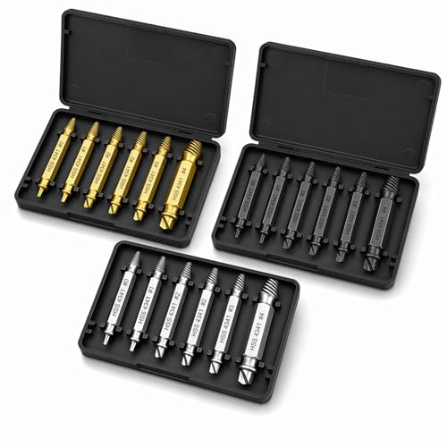 3 Set Estrattore Viti Danneggiate 6 Pezzi, Estrattore Viti Spezzate HSS 4341, Kit Rimuovi Viti Spanate per Trapano e Avvitatore, Estrattore per Viti Rotte e Arrugginite