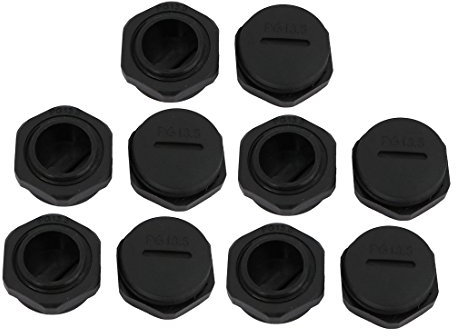 sourcingmap 10pcs PG13.5 Nylon Male Threaded Cable Gland Cap Round Screw-in Cover Black