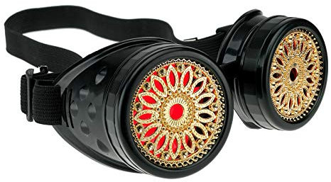 4sold Power Steampunk Antique Copper Cyber Goggles Rave Goth Vintage Victorian like Sunglasses all pictures with free lensses and stickers (Power Black)