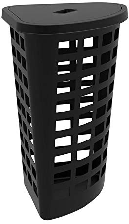 Plast Team Boston Eckwäschekorb, 54 Liter, Farbe Schwarz, Eckig