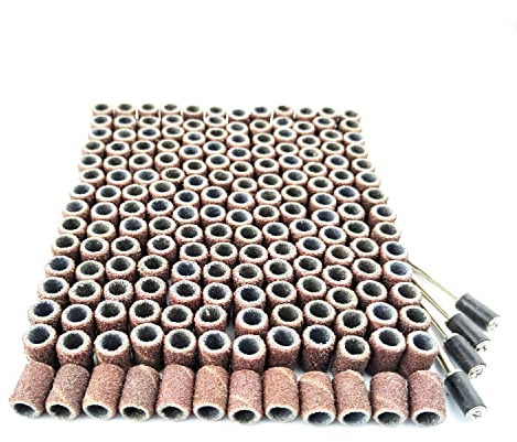 Merryland Schleifhülse für Dremel 184 Stück, Schleifband 80# 6,5 X 13 mm 180 Stück und Schleifwalze 4 Stück, SchleifenBand für Maniküre Pediküre, Mini Drehwerkzeug Zubehör Elektrowerkzeuge, RMTA184C2
