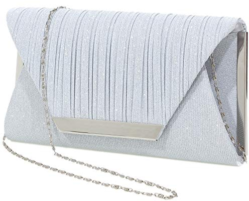 LIGUL Abend Taschen Damen,Gold Donna Clutch,Borsa Donna Elegante,Silber Abend Tasche für Frauen Shining Abend Handtasche für Damen Donna (S, Silber)