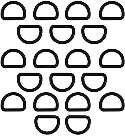 WedDecor 20mm Black Plastic D Ring Fasteners Buckle for Adjustable Fastening Loop Blinds Webbing Strap, Arts and Crafts, Pet Collars, Repairing Bags, 10pcs