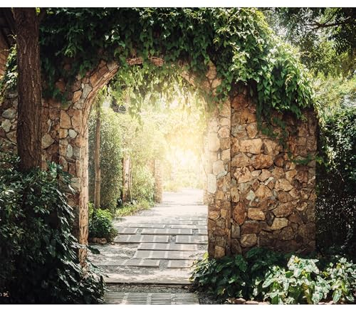 decomonkey Fototapete Garten 350x256 cm XL Design Tapete Fototapeten Vlies Tapeten Vliestapete Wandtapete moderne Wandbild Wand Schlafzimmer Wohnzimmer Natur Pflanzen Sonne