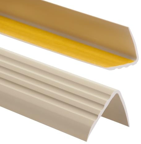 PVC Treppenkantenprofil Selbstklebend Winkelprofil Anti-Rutsch Treppenkante 50x40mm - 1,65m, Beige