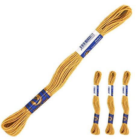 3 Docken Stickgarn je ca. 8m Sticktwist 100% Baumwolle Stickerei verschiedene Farbwahl, Farbe :1762 gelbes Ocker