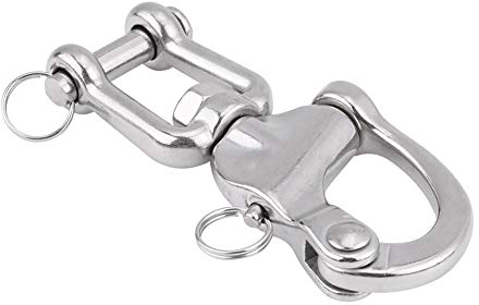 Moschettone girevole a ganascia, moschettone girevole a sgancio rapido moschettone a vela per barca a vela Spinnaker Halyard acciaio inossidabile 316(128mm)