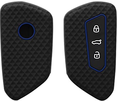 kwmobile Autoschlüssel Silikon Hülle kompatibel mit VW Golf 8 3-Tasten Autoschlüssel - Schlüsselhülle in Schwarz Blau