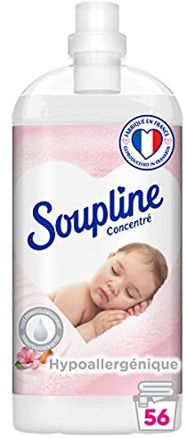 SOUPLINE - Adoucissant Concentré Parfum Hypoallergénique - Bouteille en Plastique 100 % Recyclé - Bidon 1,3 Litre