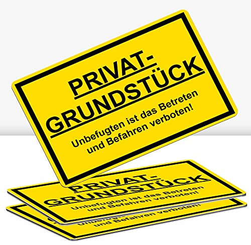 3 Stück Privatgrundstück Schild 30 x 20 cm Alu 3mm Alu-Dibond stabile Aluminiumverbundplatte Unbefugten ist das Betreten und Befahren verboten Schild mit UV-Schutz von STROBO
