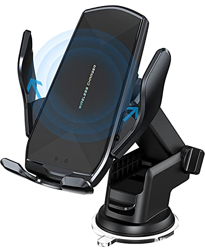 15W Qi Chargeur Induction Voiture, Chargeur sans Fil Rapide Automatic Clamping Porte Clip De Sortie d'air Support Téléphone pour iPhone Samsung Huawei LG