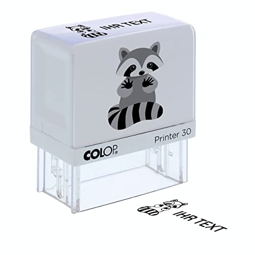 stempel-fabrik Kinderstempel Namensstempel/Personalisierter Adresstempel - Stempel für Kinder mit Motiv Waschbär für Schüler/Schule und Kindergarten als Geschenk