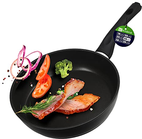 KADAX Bratpfanne, Pfanne mit Antihaftbeschichtung, beschichtete Gourmetpfanne, Induktion Universallpfanne, Bräter für fettfreies Kochen, Pfanne mit Kunststoffgriff (⌀ 26cm)