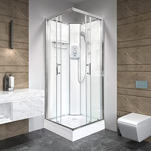 Vidalux Pure E Square 900 x 900 White Electric Shower Cabin STD 8.5KW