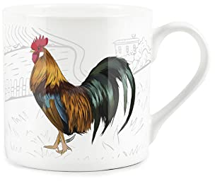 Purely Home Countryside Farmyard Cockerel Rooster - Fine Bone China White Mug Coffee/Tea Present Gift for Animal Lovers