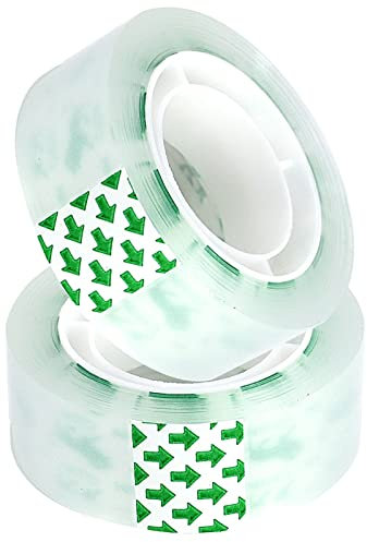 Zngou 2 rotoli di nastro trasparente piccolo, 18 mm x 25 m, nastro adesivo trasparente per imballaggi, nastro adesivo resistente, per scuola, casa, ufficio, pacchi