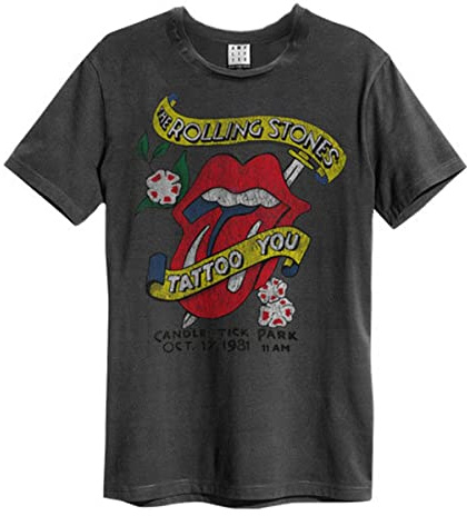 Amplified Unisex Adult Tattoo You The Rolling Stones T-Shirt (XXL) (Charcoal)
