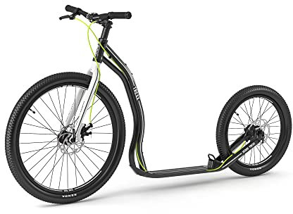 Yedoo Trexx Disc Tretroller - bis 150 kg, mit Luftreifen 26/20 - Offroad Scooter für Erwachsene, Dogscooter aus Aluminiumlegierung mit Scheibenbremsen und verstellbarem Lenker, Gewicht 9,1 kg schwarz