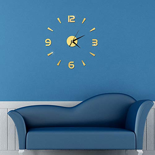 KIMISS 1 X Wanduhr-Aufkleber, Wanduhr-Aufkleber, 1 Mm, Acryl, Spiegel, Uhr, Dekoration, DIY-Wand, Modernes Zuhause, Büro, Raumdekoration (schwarz) (Gold)