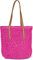 styleBREAKER Damen Papierstroh Schultertasche mit langen Henkeln, Strandtasche, Korbtasche, Flechttasche, Shopper 02012388, Farbe:Pink