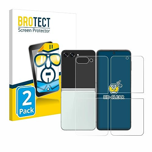 BROTECT (2 Stück Schutzfolie für Samsung Galaxy Z Flip 5 (Display+Rückseite) Displayschutz Folie Made in Germany, Ultra-Klar
