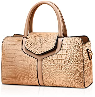 NICOLE & DORIS Handtasche Damen Krokodil Henkeltasche Elegant Schultertaschen PU Leder Umhängetasche Crossbody Bag Frauen Satchel Handtasche Clutch Tasche Khaki