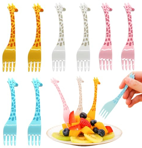ROLMZJX 12 Piezas Mini Tenedores Infantiles Para Fruta, Palillos De Comida De Plástico Para Frutas y Pasteles, Ideal Para Fiestas De Cumpleaños y Colegio