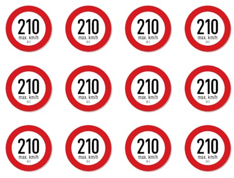 Geschwindigkeitsindex H (max. 210 km/h) - Aufkleber - Autoreifen, bei Reifenwechsel - 25 mm Durchmesser, 12 Stück