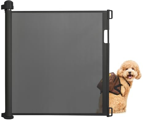 XINZI Griglia di protezione per scale, 0-150 cm, allungabile, per bambini, gatti e animali domestici, in PVC, per scale, porte, cucine, interni ed esterni (nero)