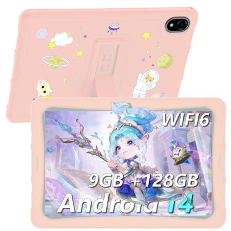DOOGEE U10KID Tablet para Niños, Tableta 10.1 Pulgadas, 9GB +128GB(Up to 1TB), Tablet Android 13, Tablet Táctil HD, 5060mAh, APPS para tabletas Infantiles, Widevine L1, TUV, Control Parental, Pink