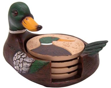 Untersetzer-Set, Motiv: Ente zum Hinlegen, See-inspirierte Küchen- oder Bardekoration, 4 Stück, 10,2 cm