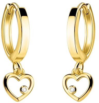 SOFIA MILANI - Damen Ohrringe 925 Silber - vergoldet/golden & mit Zirkonia Steinen - Herz Creole - E2424