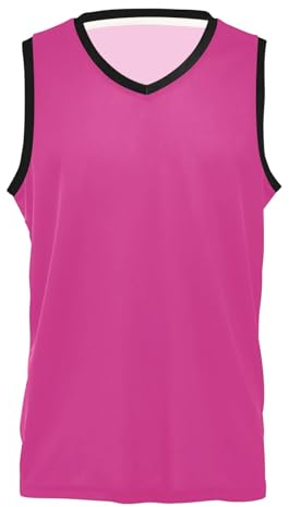 Rich Black V-Neck Basketball Trikots Herren Classic Sports Basketball Shirt Team Uniformen für Sport, Camellia, XL