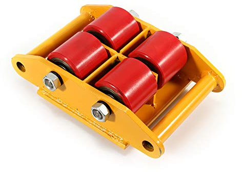 6T Möbelroller Transportroller Schwerlast-Panzerrollen aus Kohlenstoffstahl, 300x225x110mm MaschinenRoller Mover Cargo Trolley mit 360° Rotation, 4 Roller für Maschinen, Möbel etc (Gelb)