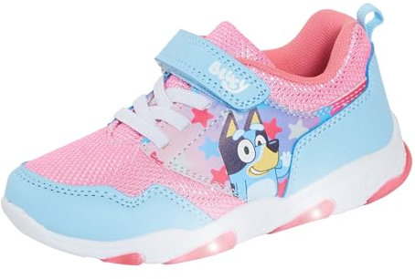 Bluey Scarpe da ginnastica luminose per ragazze, facili da allacciare, con luci LED lampeggianti, rosa, 24 EU