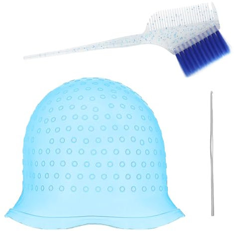 GNHG gorro mechas silicona profesional,gorro para mechas,3pcs Gorro de Silicona Kit, Gorro de Tinte Highlight Gorro de Peluqueria Highlight Caps con Peine Cepillos de Tinte Gancho Coloración