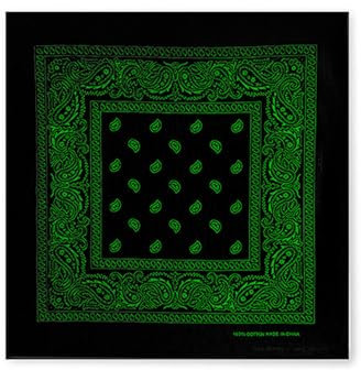 JOPHY & CO. Bandanas aus 100 % Baumwolle, Unisex, Paisleymuster, einfarbig, für Haar/Hals/Handgelenk/Kopf, COD.644, Schwarz Grün Paisley, Regular