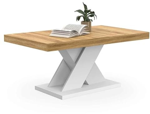 IDMarket - Table Basse Alicia Plateau Bois et Pied X Blanc