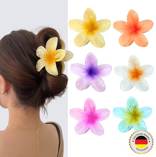 ESSENTIVAL® 6 Premium Blumen Haarklammer Rutschfest für dick/dünn Haar, Kraller Klammer Flower Hair Claw Clips, Klauen Haarspangen für Frauen & Mädchen