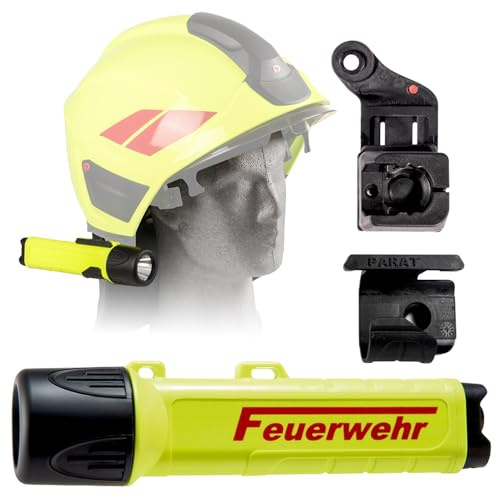 PARAT PARALUX® PX1 FEUERWEHR Set für Rosenbauer H30 Rechts | LED Arbeitsleuchte 120 Lumen | EX-geschützte LED Taschenlampe | Wasserdichte Helmlampe | inkl. Batterien, Adapter & Halterung