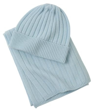 Prettystern Mädchen Junge Kinder gestrickte Cashmere Winter Kaschmir-Mütze Beanie Kaschmir-Schal Set Hellgrau
