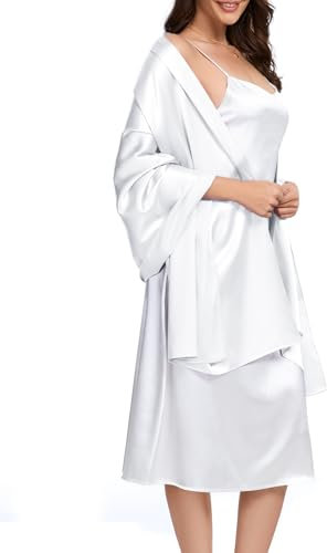 Bbonlinedress Halstuch Damen Seide Party Schal Satin Stola Stolen für Abendkleider elegant Festlich Shawl 195 * 70CM White