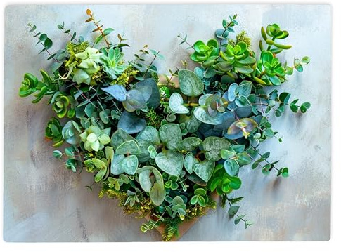 Shopagift Green Foilage Heart Glass Chopping Board Large Kitchen Worktop Saver 39cm x 28cm