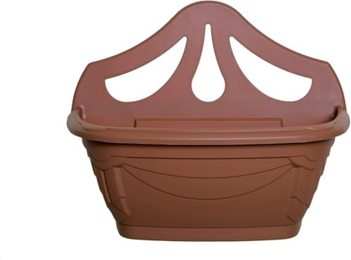 DUAYRA Venetian Wall Planter 42cm | Indoor Outdoor Flowers Hanging Pot | Strong Lightweight Plastic Garden Baskets | Decorative Planters With Drainage Holes | For Fence, Window, Balcony (Terracotta)