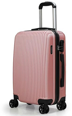 FOSANI Cabin Suitcase |Aluminium Telescopic Handle | Lightweight Hard Shell Suitcases |3 Digit Combination Lock | 4 Silent Dual Spinner Wheels (Rose Gold, Cabin 20'')