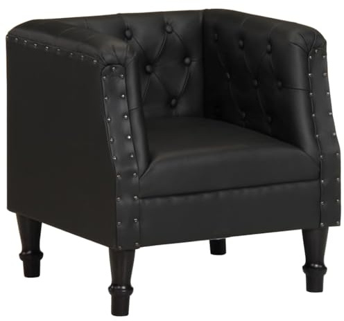 KTHLBRH Sessel aus echtem Leder, schwarz, Sessel aus echtem Leder, Vintage, bequem und langlebig für Wohnzimmer