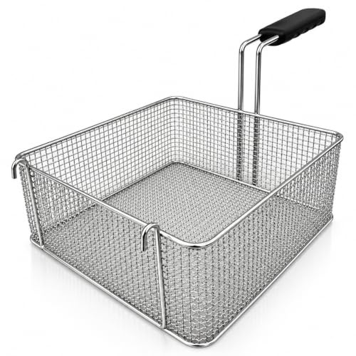 FCR0252 – Cesta para freidora profesional con ganchos. Medidas: 290 x 300 x 120 mm. De acero cromado. Fabricado en Italia. Cesta freidora de acero
