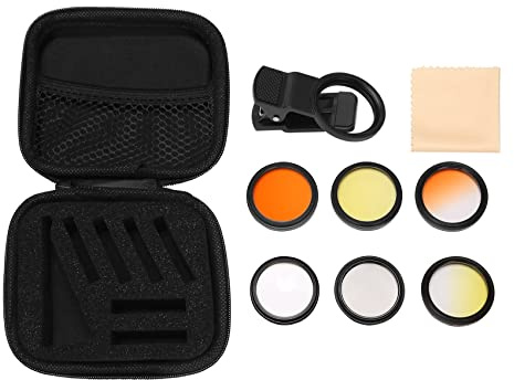 Myqqhbs AqUariUm Lens Fish Tank Phone Camera Lens Filter 6 in 1 Macro Lens Yellow Lens Filter Coral Reef AqUariUm Photography
